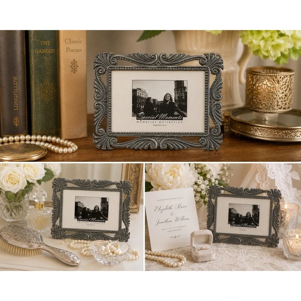 Special Moments Memories Collection Ornate Pewter Gray Metal Picture Frame 3.5x5
